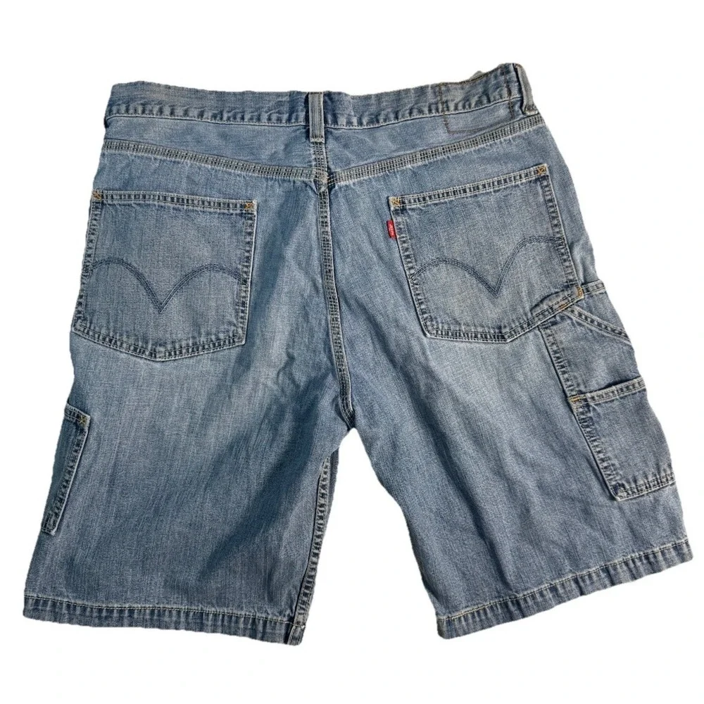 Vintage Levi's Red Tab Baggy Carpenter Jean Shorts Men's 36 Med‎ Wash Denim Y2K